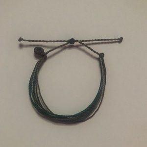 Grey, tan, and emerald green pura vida bracelet